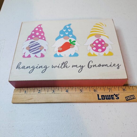 HANGING WITH MY GNOMIES Easter block decoration springtime gnome decoration - Picture 2 of 7